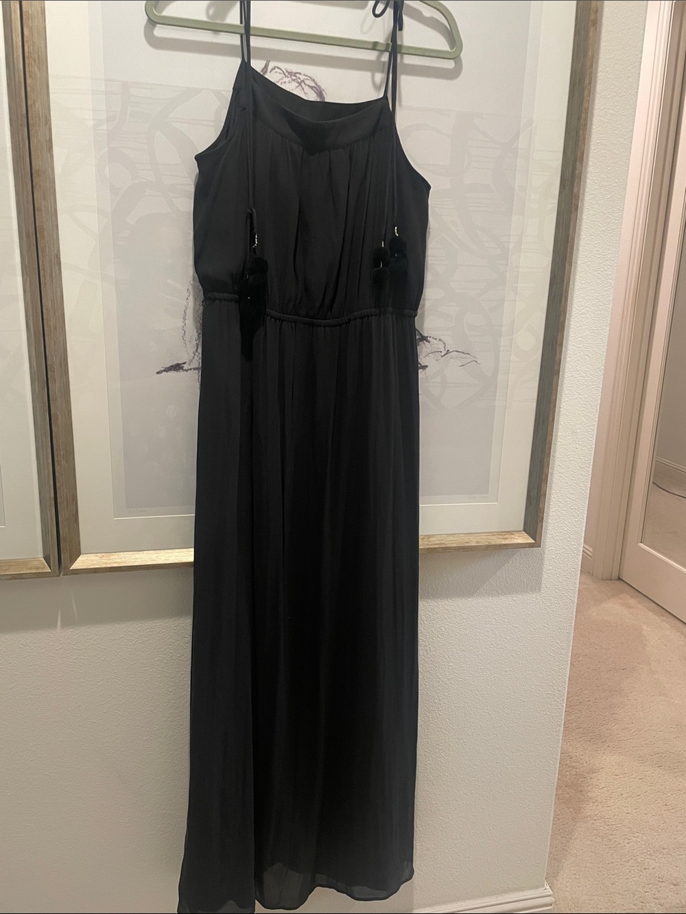 LOFT Black Spaghetti-Strap Maxi Dress